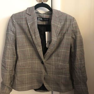 Zara checked grey blazer